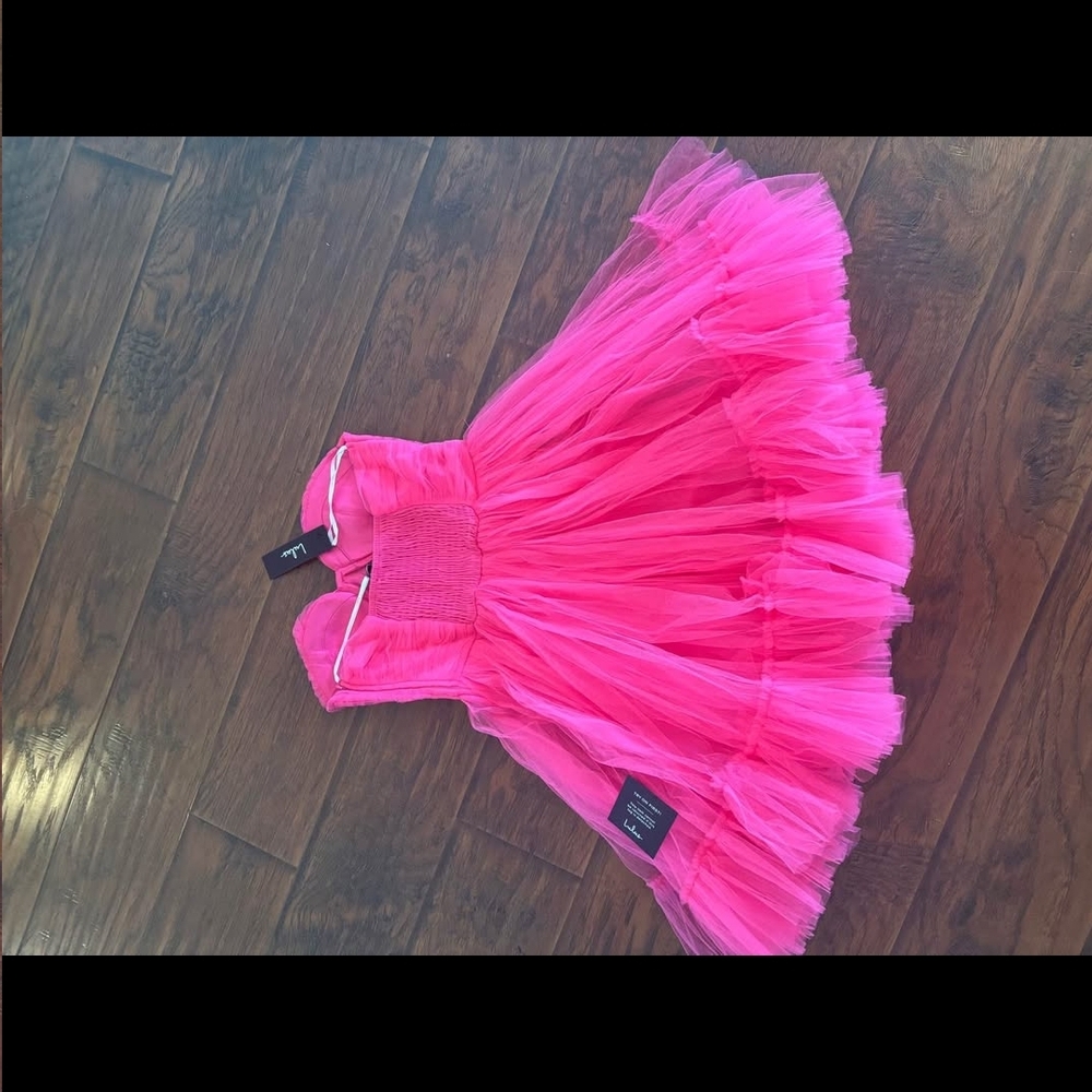 🔥NWT🔥 Lulu's Pink Ruched Tiered Strapless Dress - Picture 3 of 4